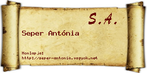 Seper Antónia névjegykártya